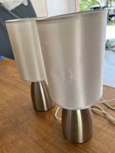 2x touch lamp bedside lamps silver base, white shade