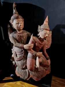 Antique Large Timber Carving Thai Angels Statue