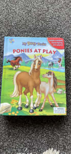 Ponies at Play Storybook with 9 Toy Horses and Farm Mat