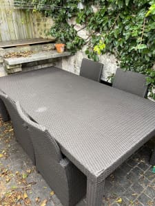 Large outdoor table and chairs wicker