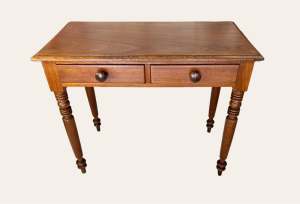 Australian cedar 2-drawer side table with triple ring turned legs
