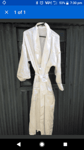 X6 long white dressing gowns with ties