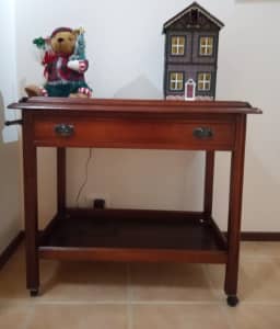 Antique Mahogany Tea/Drinks Trolley With Drawer