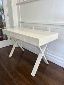 White campaign style desks for home office study with drawer