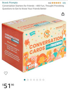 Fun and Thought-Provoking Conversation Cards 1 (Worth $50)