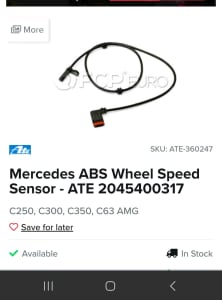 C63 Wheel speed sensor 
