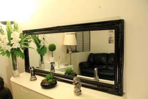 Huge ornate gloss black mirror 178x78cm