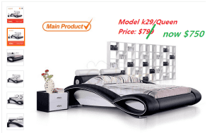 Brand new Leather bed fram black & white king or queen Model K29