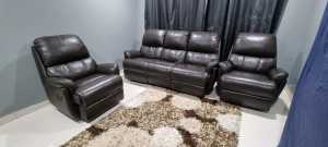 Leather Recliner Sofa Set 5 seats. Chocolate brown.