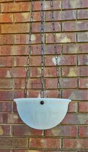 Vintage Frosted Glass Bowl Chain Pendant Light