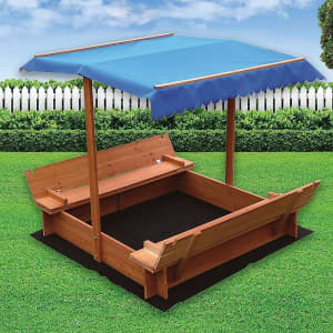 Kids Wooden Toy Sandpit with Canopy...