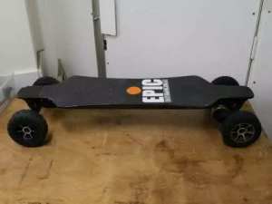 Epic Dual-Motor, Electric Skateboard w/ Hnd-Crlr, cheap needs repairs