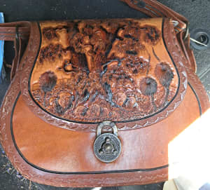 Tooled leather handbag