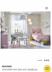 IKEA extendable kids single bed - Pink - excellent condition