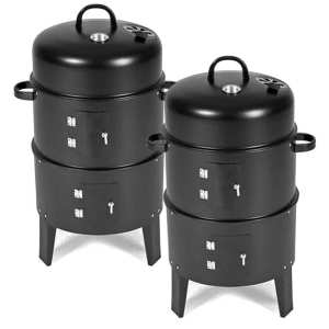2X 3 In 1 Barbecue Smoker Outdoor Charcoal BBQ Grill Camping Picn...