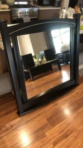 Black Satin timber Beveled edge mirror 