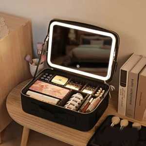 Premium Travel Makeup Bag Organizer With LED Mirror