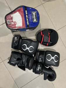 Boxing gloves and pads