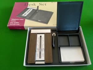 DESK SET - NEW - TELEPHONE INDEX, MEMO, PEN HOLDER and PIN TRAY 