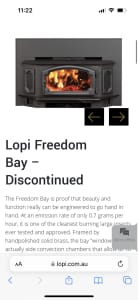 Lopi freedom bay wood fire in average condition