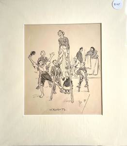Phil May Lithographic Illustration 1896 Acrobats From Guttersnipes