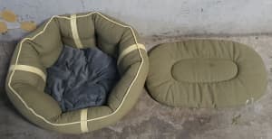 Small BONO FIDO Canvas Oval dog bed, Olive colour, Carlton pickup
