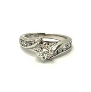 18ct White Gold Ladies Diamond Ring Size J