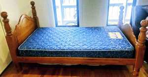 nice wooden king single bed with mattress