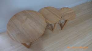 Table set nest of 3 wooden tables