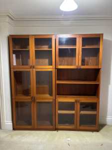 Book cases / Display shelves with glass doors ( set of two piece)
