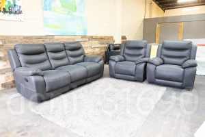 Rhino Suede Grey 5 Seater Reclining Lounge Suite . Excellent Condition