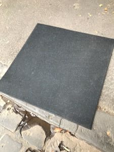 RUBBER GYM TILES (USED)- BLACK WITH BLUE FLECK
