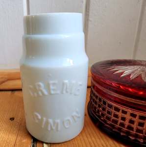 Antique 1910 French Ointment Jar & Pill Box