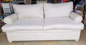 Quality Australian Made Feather Cushioned White Sofa