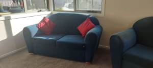 Sofas - 3 and 2 Seater Blue Corded Velvet