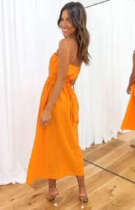 Size 8 - Soho Orange Midi Dress (Beginning Boutique)