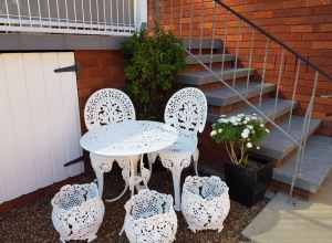 Cast iron Table, chairs and pots