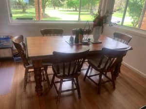 Country dining table with six chairs