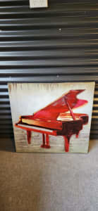 Red Grand Piano Canvas Picture