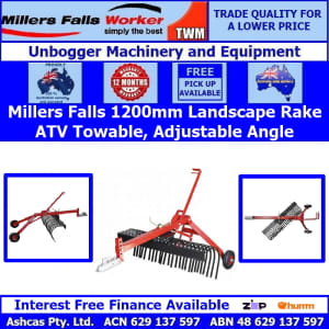 Millers Falls TWM 1200mm Towable Landscape Stick Rake ATV Quad 4x4