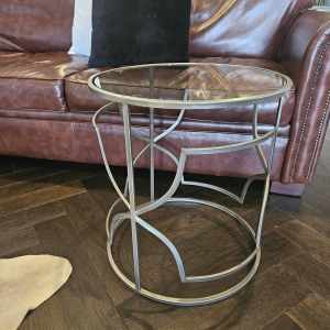 Glass & Metal Side Table Round 