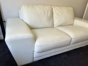 Plush White Leather Sofa set in great condition Paid $4999