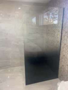 Frameless Shower Screen Panel Fading Black Glass 10mm TG DIY Brisbane