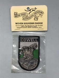Vintage Cowell South Australia Woven Souvenir Badge Black Stump SEALED
