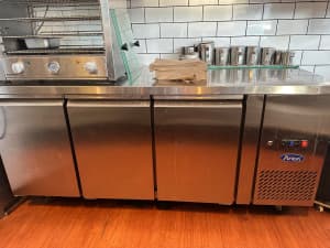 Atosa 3 door stainless steel bench fridge