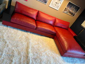 King 👑 Jasper 1A red genuine leather lounge with delivery 