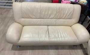 Cream Leather Sofa (4 seats)