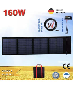 160W 12V Folding Flexible Solar Blanket Solar Panel Kit Camping