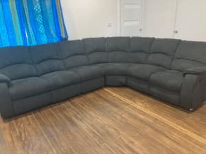 Dark grey corner lounge 6 seater with 2 inbuilt recliners