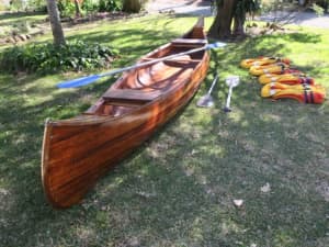 Handmade laminated Remu timber lake canoe 5.4m long